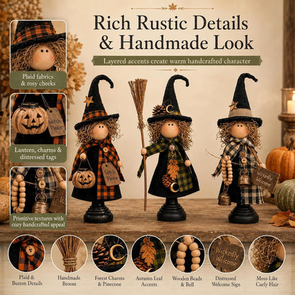 Rustic Halloween Witch Figurines - Set of 3 — product gallery 04