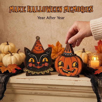 Wooden Cat & Pumpkin Decor - Set of 2 — product gallery 08